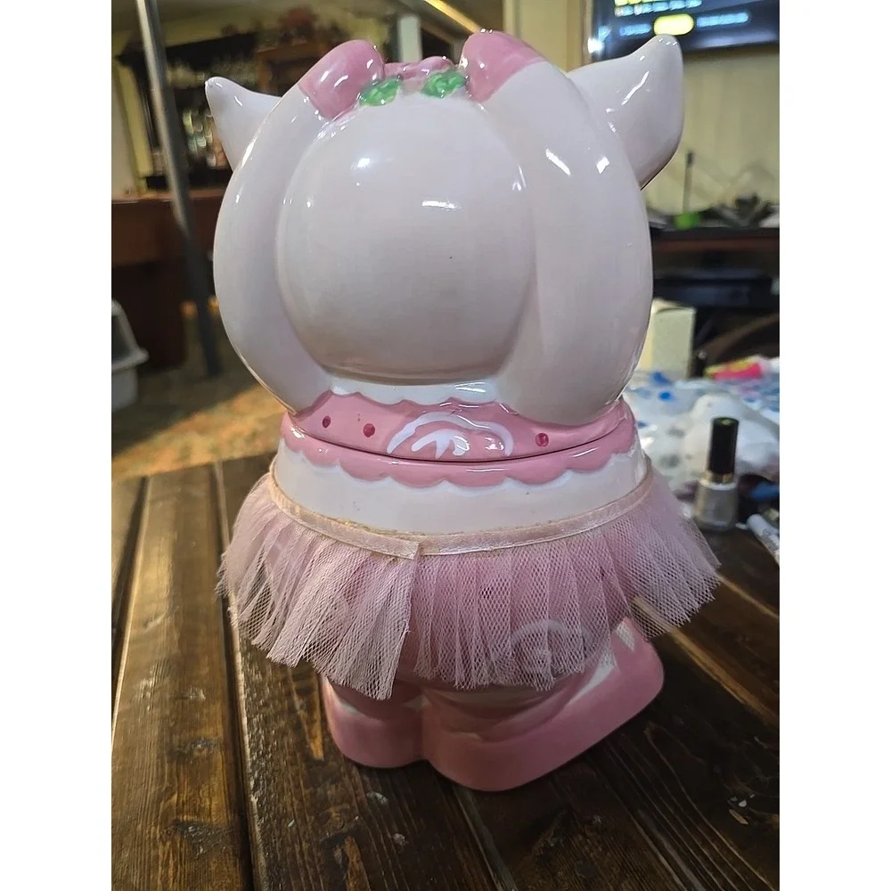 Vintage Ballerina Dancing Pink Pig‎ with Tutu Ceramic Cookie Jar  11 